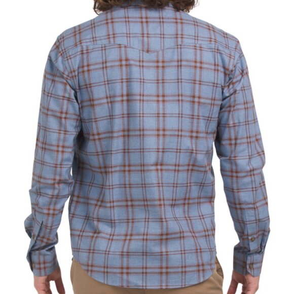 NEW STITCH NOTE Long Sleeve Western Printed Plaid Shirt Sky Blue for men 362mn - Picture 2 of 2